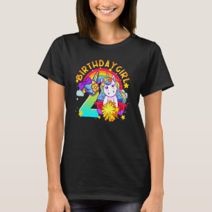 2nd Birthday Unicorn Cheerleader Girl Rainbow Chee T-Shirt
