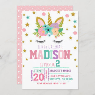 2ND BIRTHDAY UNICORN INVITATION TEMPLATE