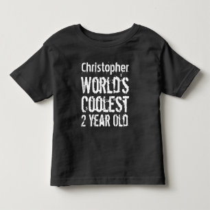 2nd Birthday World's Coolest 2 Year Old RED Toddler T-Shirt