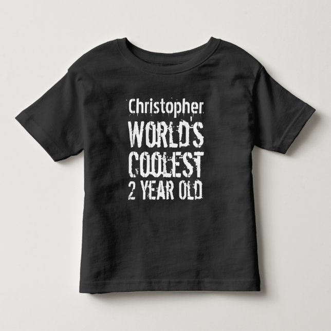 2nd Birthday World's Coolest 2 Year Old RED Toddler T-Shirt (Front)