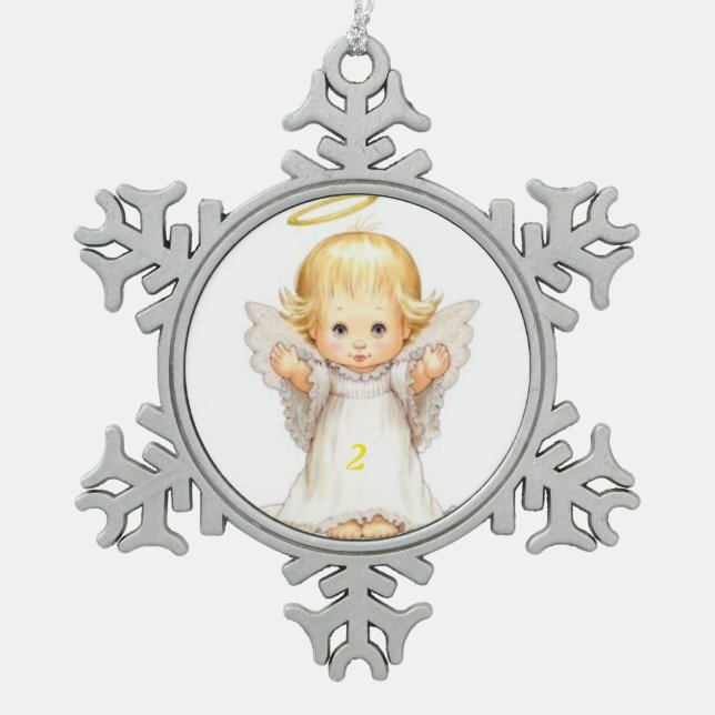 2nd Christmas Snowflake Pewter Christmas Ornament (Front)
