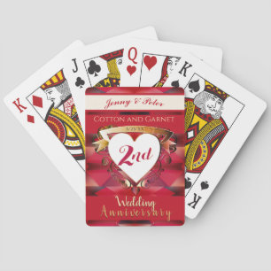 "2nd Cotton & Garnet Wedding Anniversary"  Playing Cards
