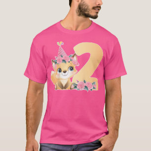 2Nd Fox Birthday Party TYear Old Girl Fox Birthday T-Shirt