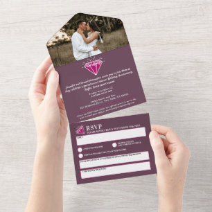 2nd garnet wedding anniversary party gem red all in one invitation