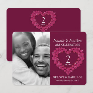 2nd Garnet Wedding Anniversary photo red  Invitation