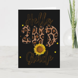2nd Grade 1st Day Of School Teacher Leopard Print Card