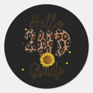 2nd Grade 1st Day Of School Teacher Leopard Print Classic Round Sticker