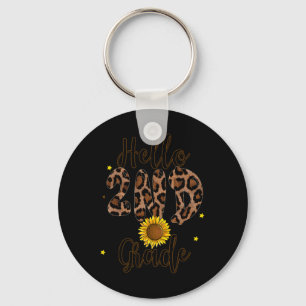 2nd Grade 1st Day Of School Teacher Leopard Print Key Ring