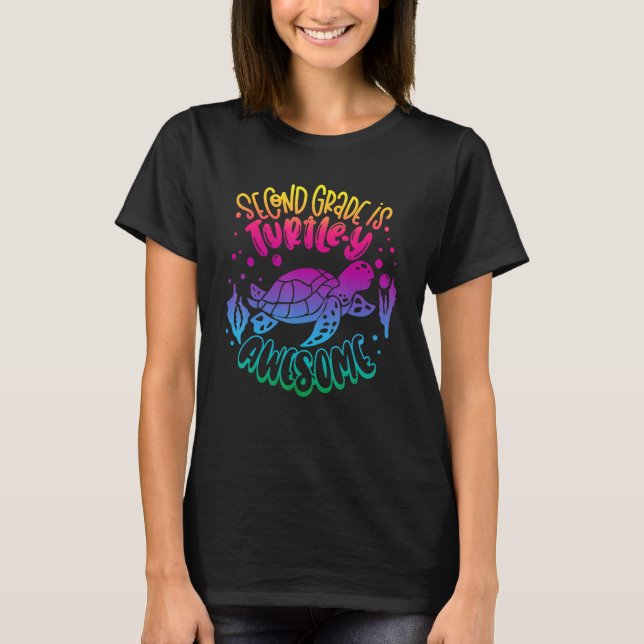 2nd Grade Back To School Teacher Boy Girl Turtle L T-Shirt (Front)