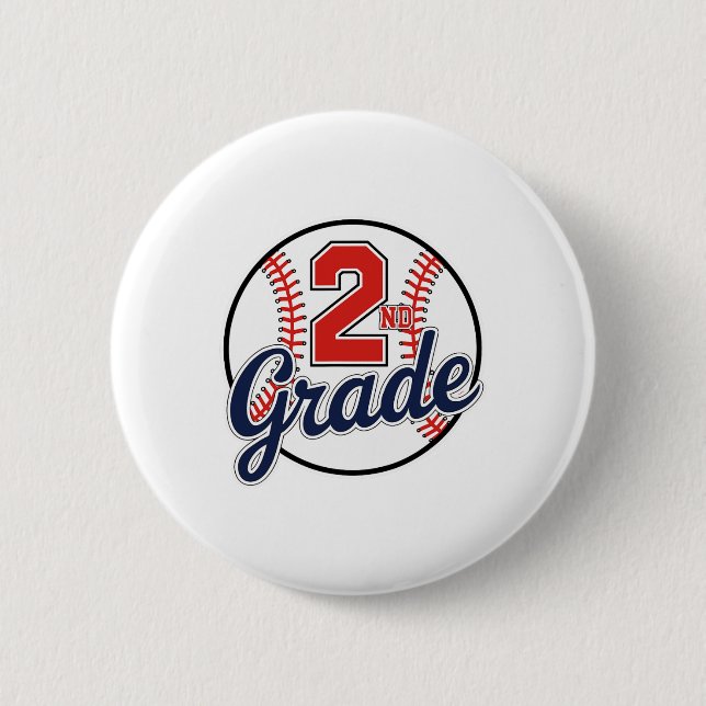 2nd Grade Baseball Back To School Baseball Player  6 Cm Round Badge (Front)