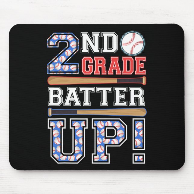 2nd Grade Batter Up Baseball-second Grade Back To  Mouse Mat (Front)