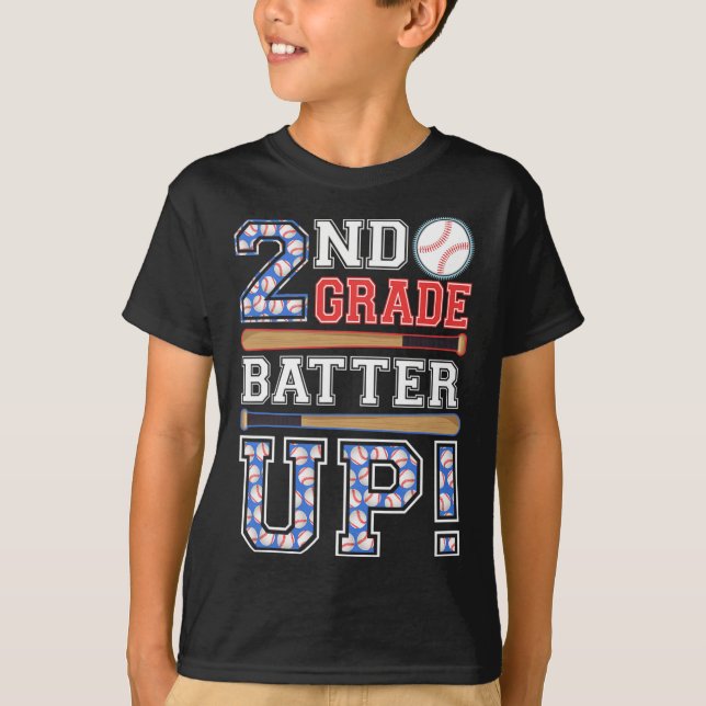 2nd Grade Batter Up Baseball-second Grade Back To  T-Shirt (Front)