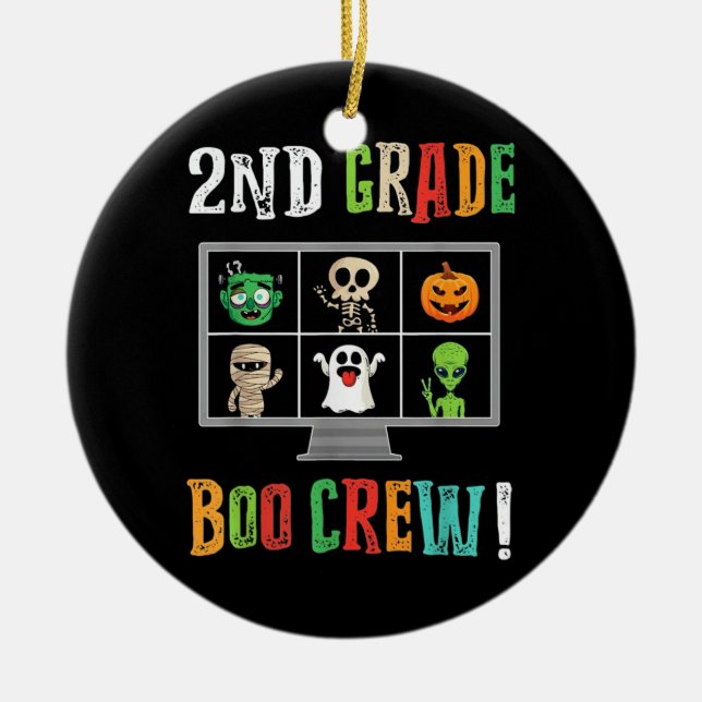 2nd Grade Boo Crew Ceramic Tree Decoration (Front)