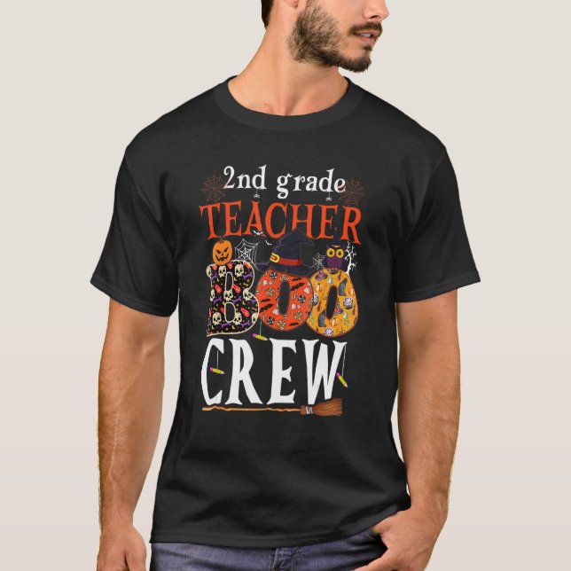 2nd Grade Boo Crew Teacher Kids  Halloween Costume T-Shirt (Front)