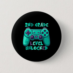 2nd Grade Boys Gamer Level Ck To School First Day  6 Cm Round Badge