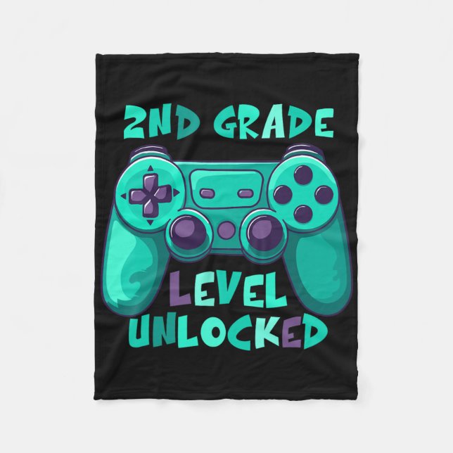 2nd Grade Boys Gamer Level Ck To School First Day  Fleece Blanket (Front)