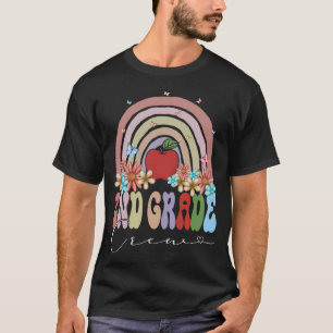 2nd Grade Crew Back To School Rainbow Retro Groovy T-Shirt