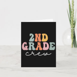 2nd Grade Crew Retro Groovy Women Happy First Day  Card