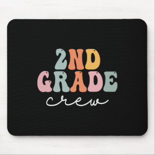2nd Grade Crew Retro Groovy Women Happy First Day Mouse Mat