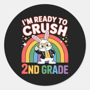 2nd Grade Dabbing Bunny Back To School Ready To Classic Round Sticker