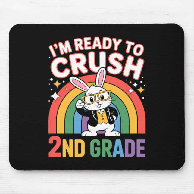 2nd Grade Dabbing Bunny Back To School Ready To Mouse Mat (Front)