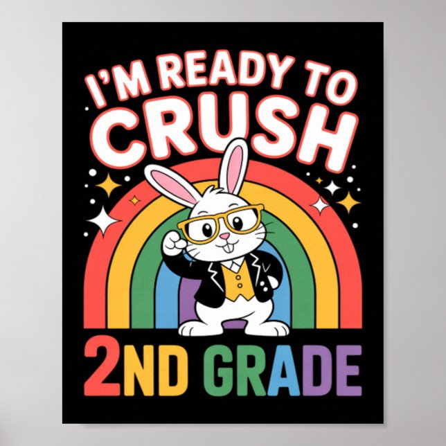 2nd Grade Dabbing Bunny Back To School Ready To Poster (Front)