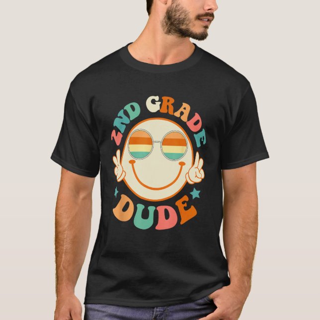 2nd Grade Dude Happy Face First Day Back To School T-Shirt (Front)