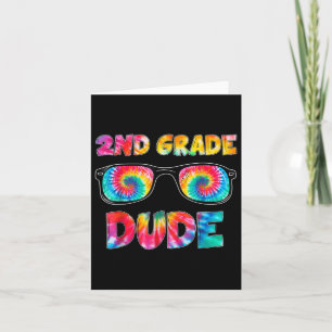 2nd Grade Dude Tie Dye Back To School Student Boys Card