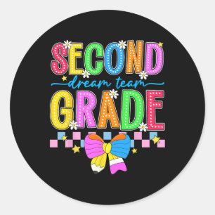 2nd Grade For Girls Boy Teacher Second Grade Back Classic Round Sticker