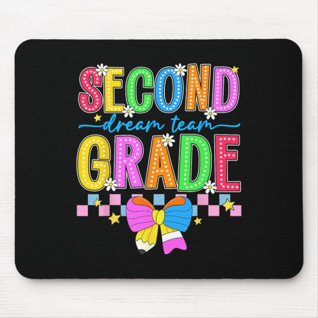 2nd Grade For Girls Boy Teacher Second Grade Back  Mouse Mat (Front)