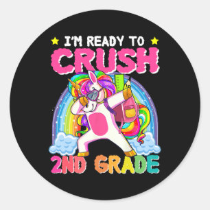 2nd Grade Girls Unicorn Crush Second Grade Back To Classic Round Sticker