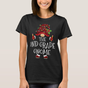 2nd Grade Gnome Buffalo Plaid Matching Family Chri T-Shirt