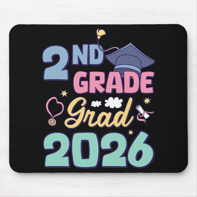 2nd Grade Graduation 2026 Proud Grad Second Grade  Mouse Mat (Front)