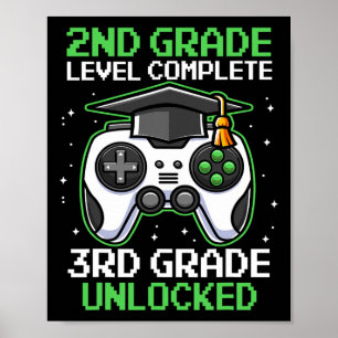 2nd Grade Graduation Gamer Level Up To 3rd Grade Poster