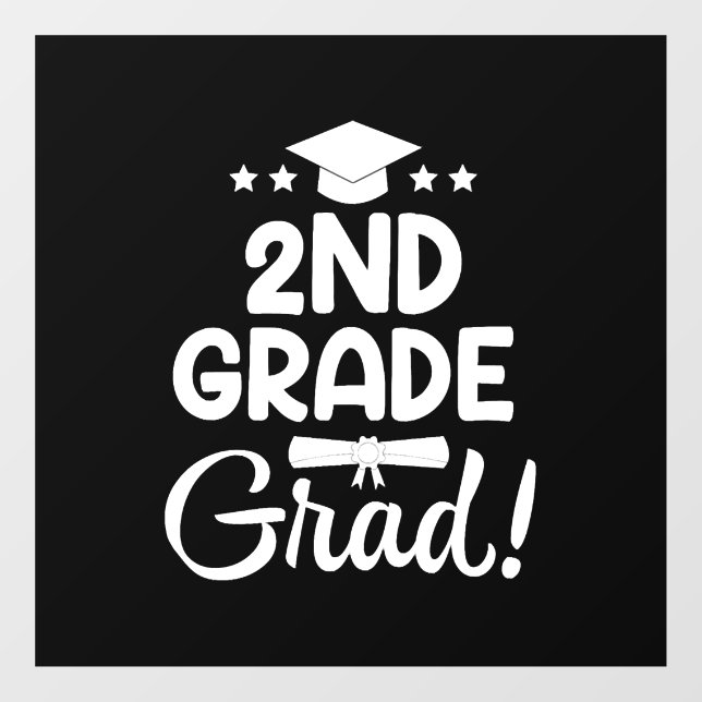 2nd Grade Graduation Shirt Elementary School Grad Window Cling (Sheet)