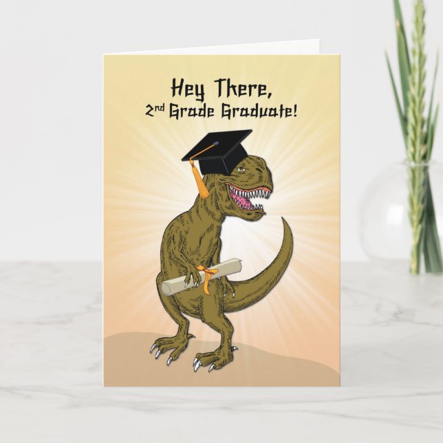 2nd Grade Graduation T-Rex Dinosaur Card (Front)