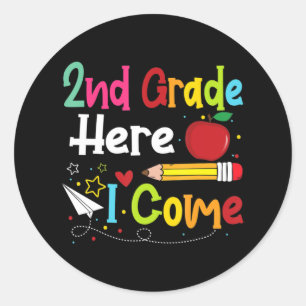 2nd Grade Here I Come Teacher Back To School Boys  Classic Round Sticker