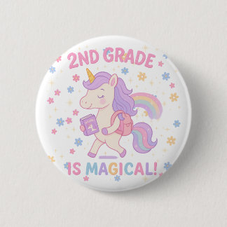 2nd Grade is Magical Back To School Unicorn 6 Cm Round Badge