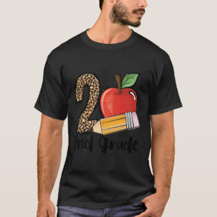 2Nd Grade Leopard Print Back To School Teacher Stu T-Shirt
