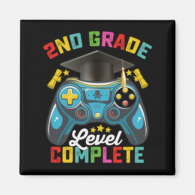 2nd Grade Level Complete Graduation Gaming Gamer Magnet (Front)