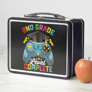 2nd Grade Level Complete Graduation Gaming Gamer Metal Lunch Box
