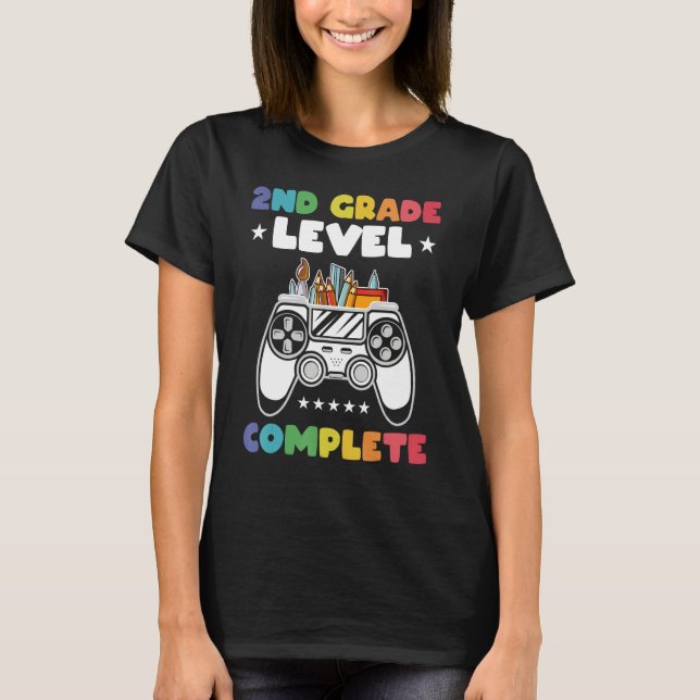 2nd Grade Level Complete Kids Gamer Game Controlle T-Shirt (Front)