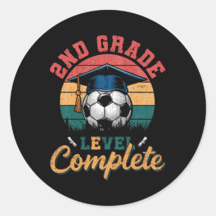 2nd Grade Level Complete Soccer Boy Girl Last Day Classic Round Sticker