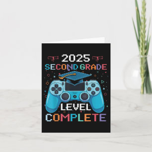 2nd Grade Level Complete Video Gamer Boy Graduatio Card