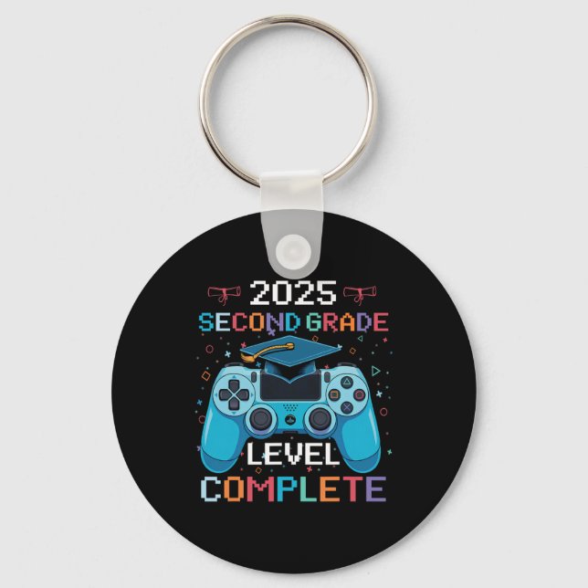 2nd Grade Level Complete Video Gamer Boy Graduatio Key Ring (Front)