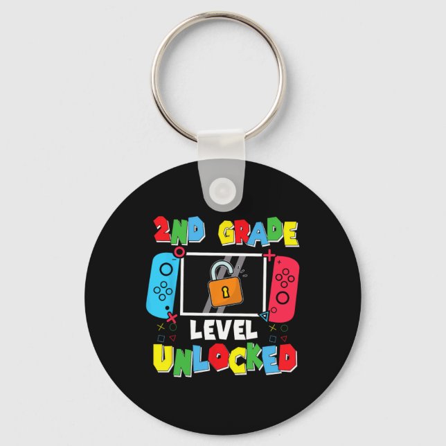 2nd Grade Level Unlocked Back To School First Day  Key Ring (Front)
