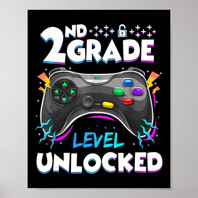 2nd Grade Level Unlocked Back To School First Day  Poster (Front)