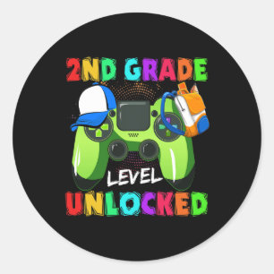 2nd Grade Level Unlocked Back To School Supplies Classic Round Sticker