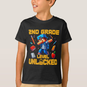 2nd Grade Level Unlocked Dabbing Boys Gamer Back T T-Shirt