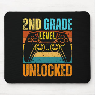 2nd Grade Level Unlocked Gamer Boy Tee First Day O Mouse Mat